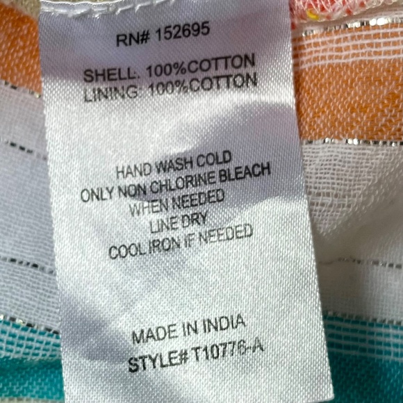 Vintage Striped Tie Front Shirt, Cropped, Colourful Cotton, Small - Picture 6 of 7